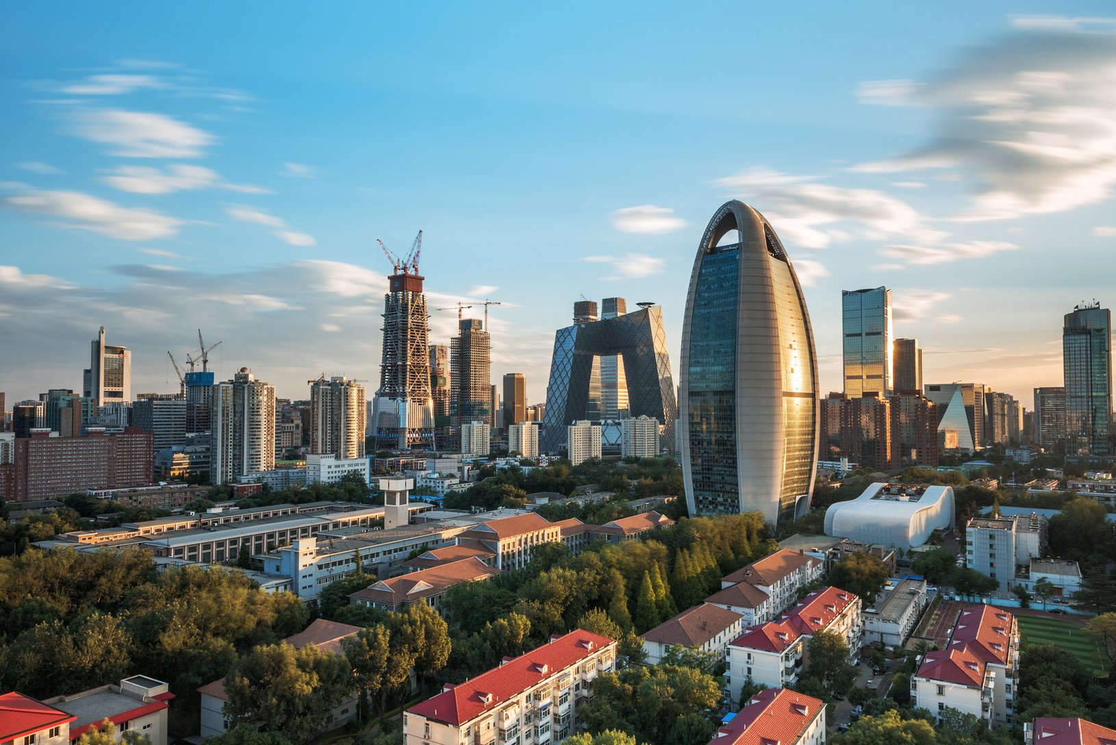 Beijing CBD skyline sunset,