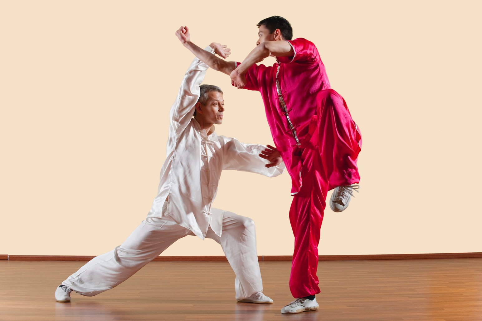 Kung Fu, Long Fist Style, Two men  doing kung-fu moves